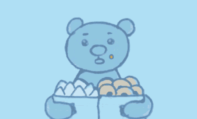 Rhythm Heaven Megamix Blue Bear GIF - Rhythm Heaven Megamix Blue Bear Stress Eating GIFs
