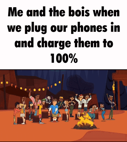 me and the bois when we plug our phones in and charge them to 100 % poster