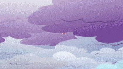 a cartoon illustration of a cloudy sky with purple clouds