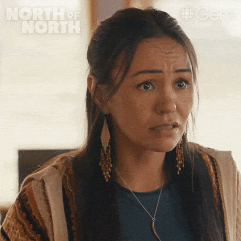 a close up of a woman 's face with the word north of north in the background
