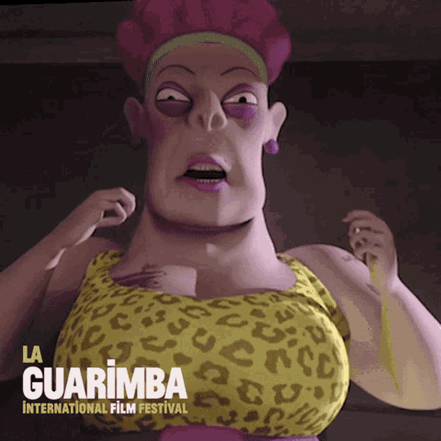 a poster for la guarimba international film festival with a cartoon character
