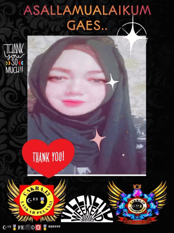 a picture of a woman in a black hijab with a red heart that says " thank you "