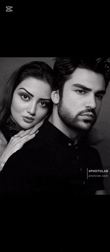 a black and white photo of a man and woman with emre seçkin ve gunes kardesleri