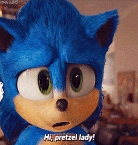 Sonic The Hedgehog Hi Pretzel Lady GIF - Sonic The Hedgehog Hi Pretzel Lady Pretzel GIFs