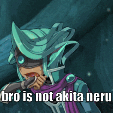a cartoon character with the words bro is not akita neru on the bottom