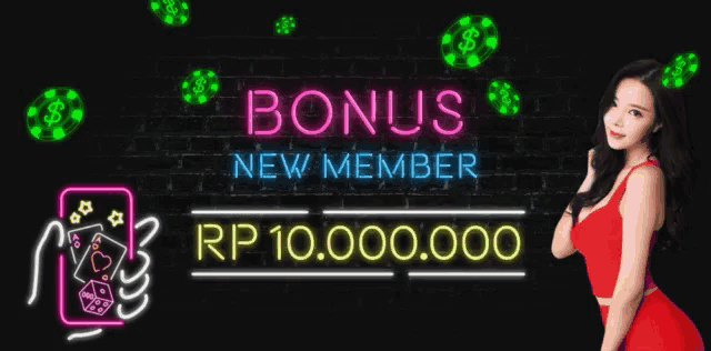 a neon sign that says bonus new member on it