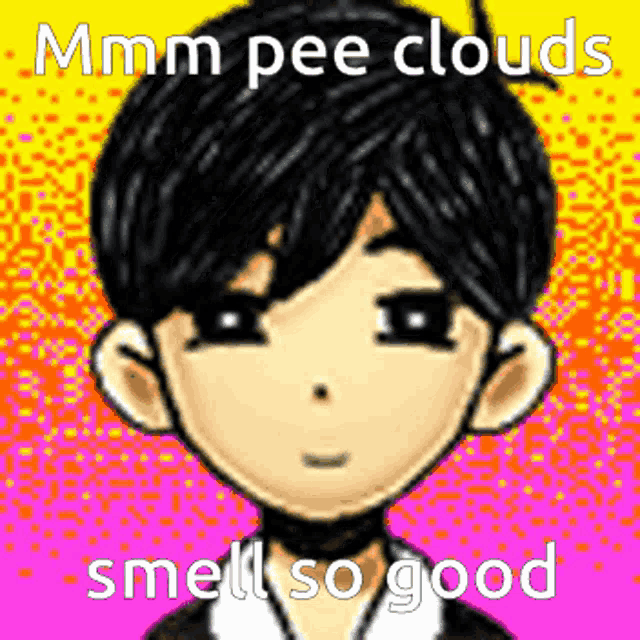 a cartoon of a boy with a choker and the words smell so good