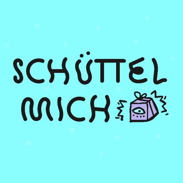 a blue background with the words schuttel mich written in black