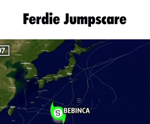 a picture of a map with the words ferdie jumpscare on it