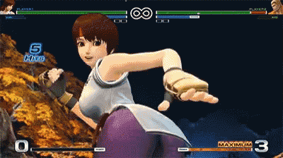a video game screen shows a girl in a white top and purple pants with the number 5 visible