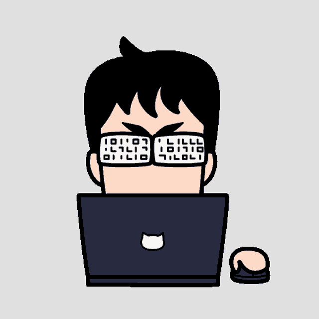 a cartoon of a man wearing a pair of glasses that say ' i ' on them