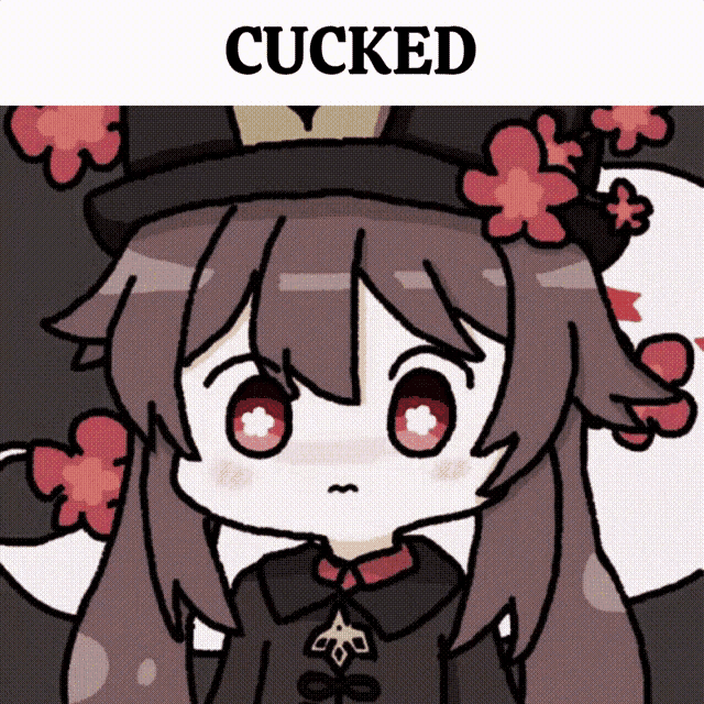 a cartoon drawing of a girl with flowers in her hair and the words cucked below her