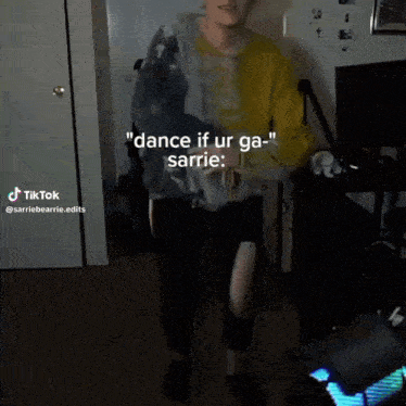 a tiktok video of a person dancing with the caption " dance if ur ga sarry "