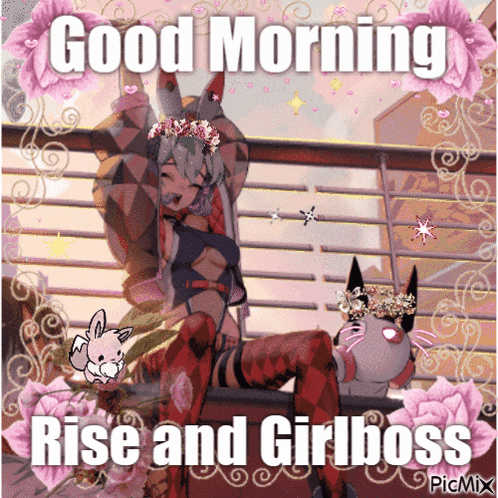 a good morning rise and girl boss greeting card