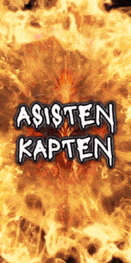 a poster that says assisten kapten in front of flames