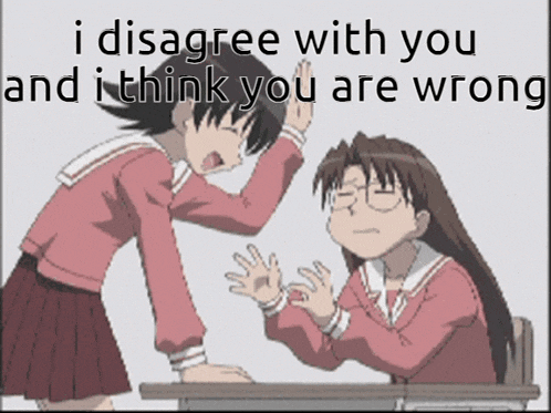 a girl giving another girl a high five with the words i disagree with you and i think you are wrong underneath