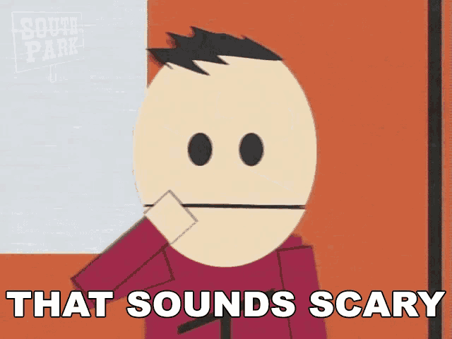 a cartoon character says that sounds scary in front of a wall