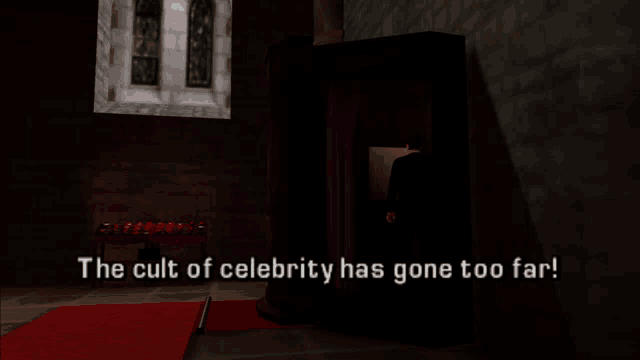 the cult of celebrity has gone too far is written on a screen
