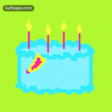 a pixel art of a birthday cake that says " happy birthday "
