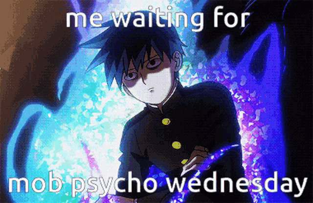 a picture of mob psycho wednesday with a boy in a suit