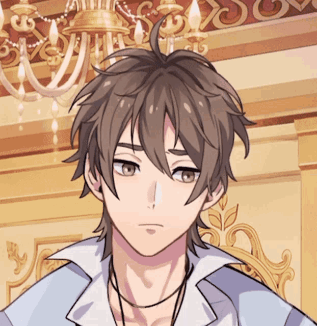 a drawing of a boy with a necklace around his neck