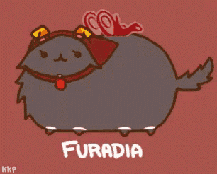 a cartoon drawing of a cat with the name furadia on the bottom