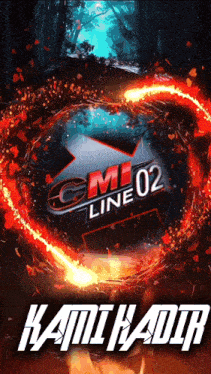 a gm line 02 logo with a circle of fire around it