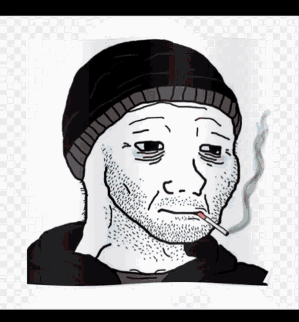 a cartoon of a man smoking a cigarette