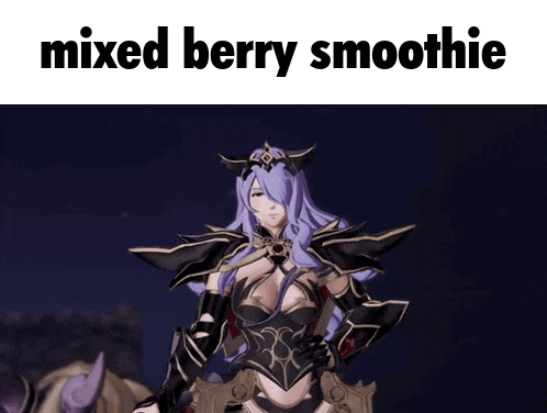 a picture of a woman with the words mixed berry smoothie on the top