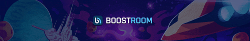 a purple background with the words boostroom written on it