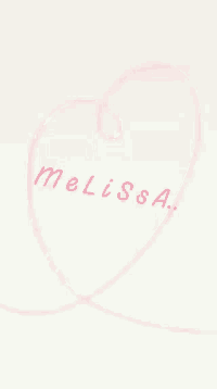a pink heart with the name melissa written in red