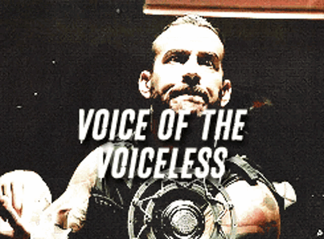 a picture of a man with the words voice of the voiceless