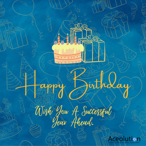 a blue background with the words happy birthday wish you a successful year ahead on it