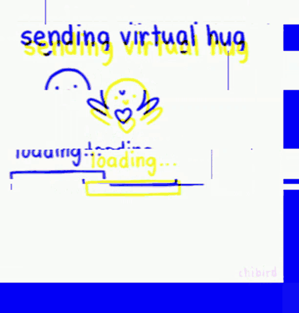 a drawing of a person sending a virtual hug is loading