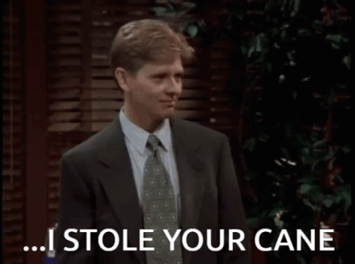 News Radio Dave Foley GIF - News Radio Dave Foley I Stole Your Cane GIFs