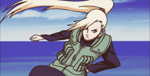 a cartoon of a girl with long blonde hair and a green vest