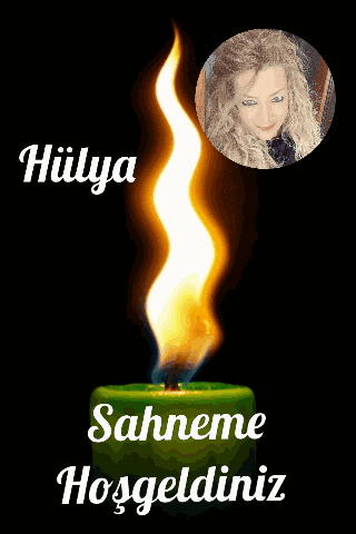a green candle with a picture of a woman and the words hillya sahneme hosgeldiniz