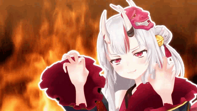 a cartoon character with horns and red eyes