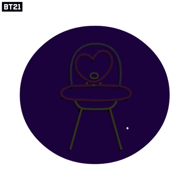 a bt21 logo with a heart in a flying saucer