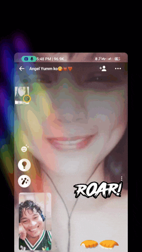 a phone screen displays a video call with a girl named angel