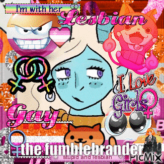 a poster that says i 'm with her lesbian gay i love girls the fumblebrander