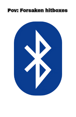 a blue bluetooth symbol on a white background with the text pov forsaken hitboxes