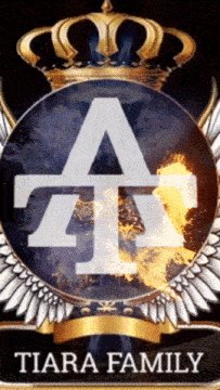 a logo for the tiara family has a crown and wings