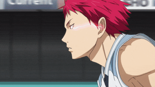 a man with red hair has a lightning bolt in his eye