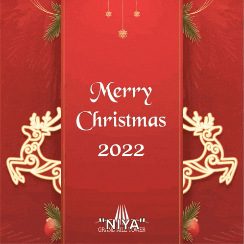 a merry christmas card with a deer on it
