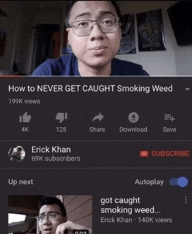 a video titled how to never get caught smoking weed has 199k views