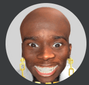a close up of a man 's face in a circle