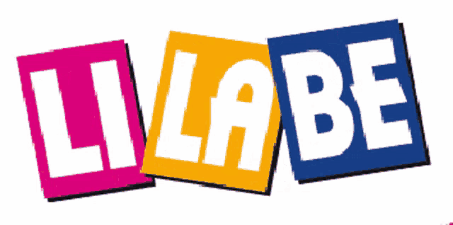 the word lilabe that is on a pink yellow and blue sign