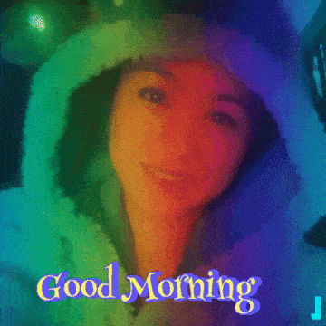 a colorful picture of a woman with the words good morning on the bottom