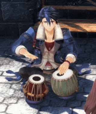a man is sitting on the ground playing drums in a video game .
